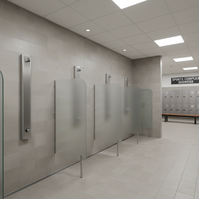 Push button shower panel for commercial gym and sports complex facilities to save water