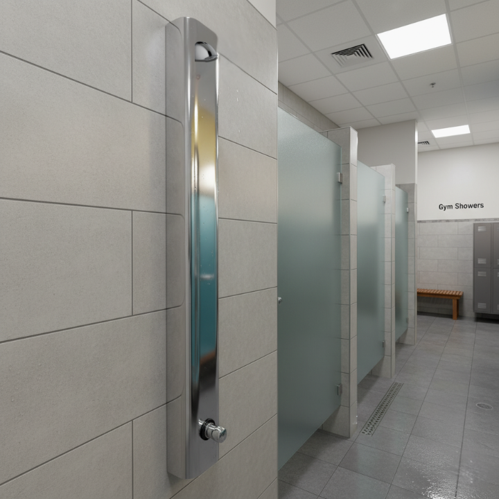 Push button shower panel for commercial gyms to save water
