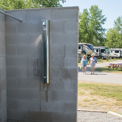 Push Button Shower Panel at an RV/Campground pool main