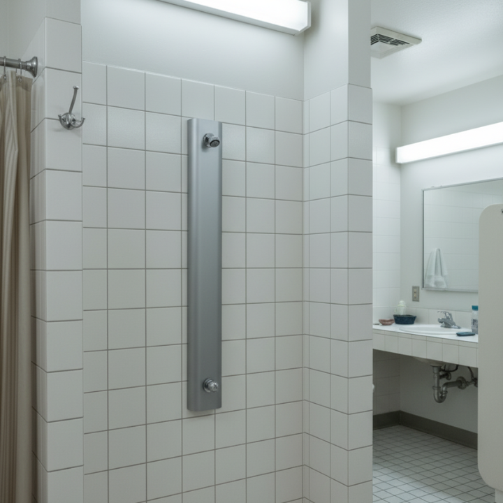 Metered shower for water conservation in college dorms