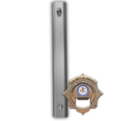 A chrome finish self-closing shower panel to conserve water in jail, prisons, and correctional facilities