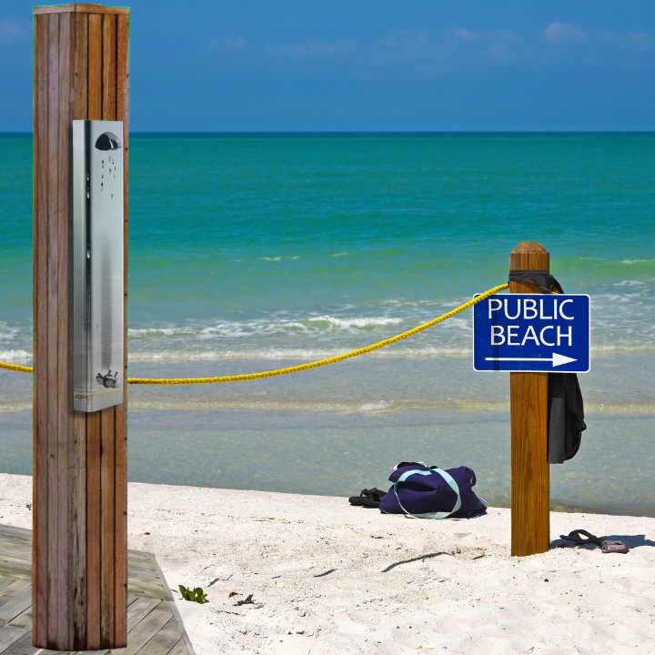 Push Button Shower Panel at a public beach main