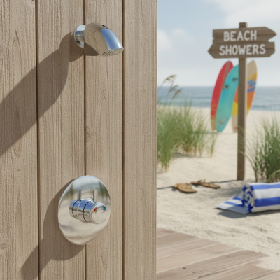 Outdoor Beach Push Button Shower (Time&Temp Adjustable) with anti ligature shower head MAIN