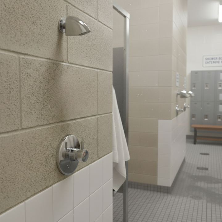 High School Gym Push Button Shower (Time&Temp Adjustable) with antI ligature shower head MAIN