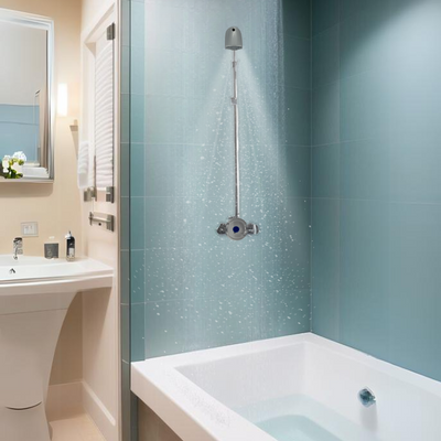 indoor exposed shower valve with anti-ligature shower head at a resort/ hotel main