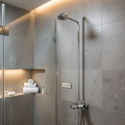 Indoor exposed shower valve for hotels and resorts