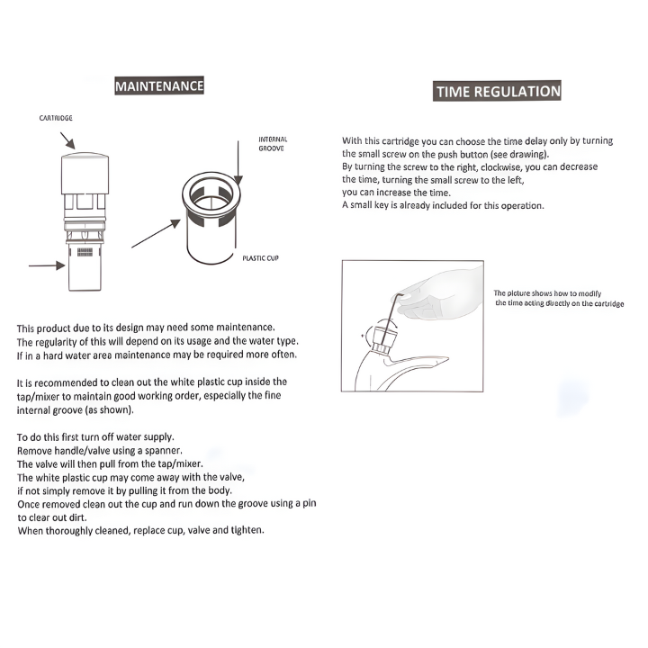Push Button Shower Tower Kit maintenance and time regulation