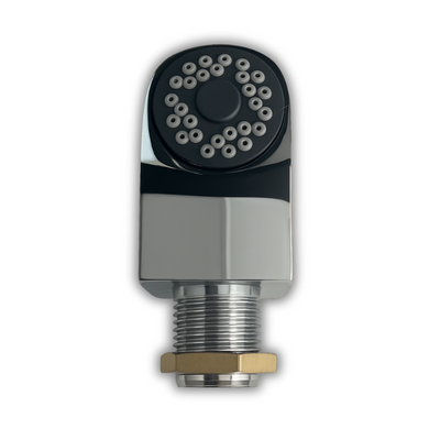 SH-LIG-RES shower head with black aerator, bottom view 