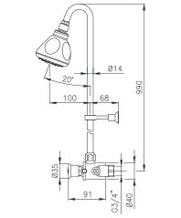 dims of shower tower kit