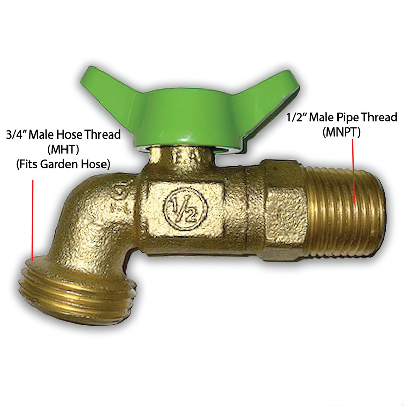 1/2" quarter turn hose bibb dimensions