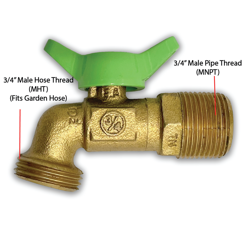 lead free 3/4" MNPT - hose bibb, quarter turn dimensions