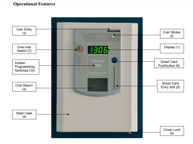 multi-coin & smartcard shower timer - digital front