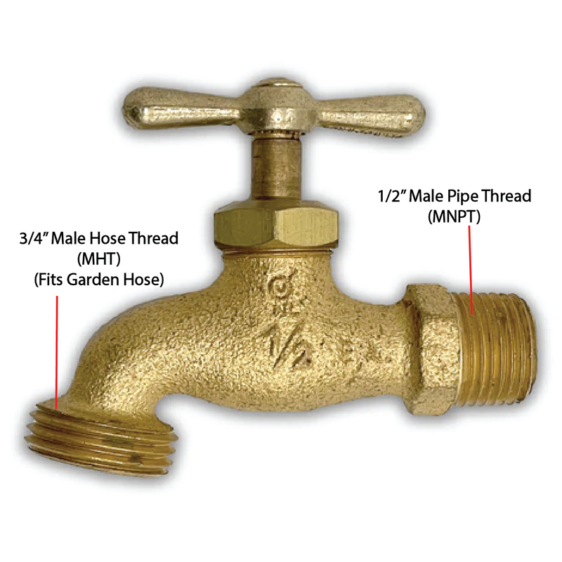 1/2" MNPT Multi Turn Brass Hose Bibb dimensions