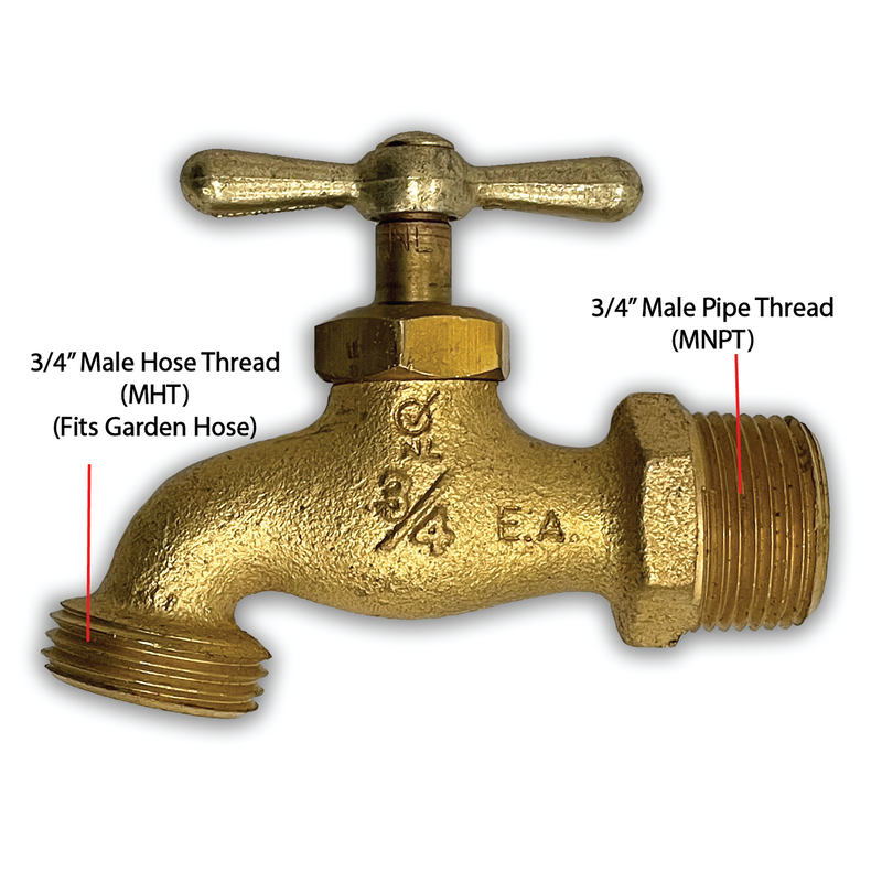 lead free multi turn brass hose bibb - 3/4" MNPT dimensions