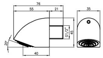 dimensions of anti ligature shower head